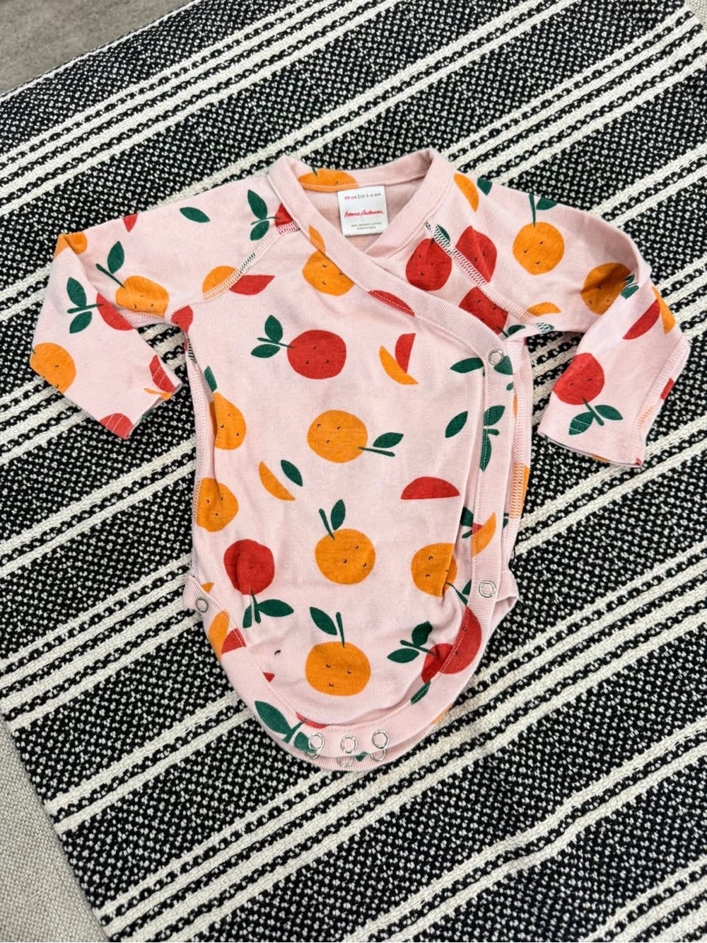 Hanna Andersson Pink Orange Fruit Print Wrap Bodysuit